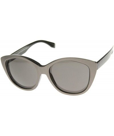 Cat Eye Women's High Fashion Two-Toned Tinted Lens Oversize Cat Eye Sunglasses 55mm - Black-gunmetal / Smoke - C912I21SN9P $1...