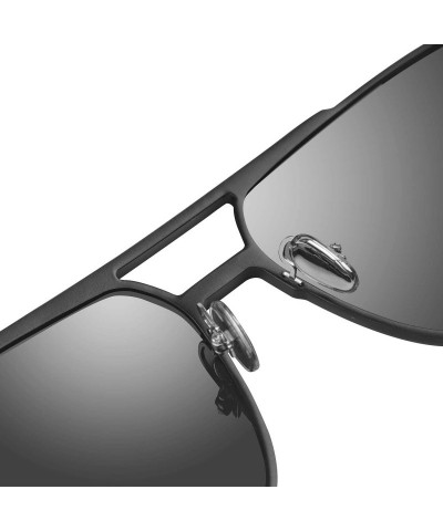 Rectangular Polarized Sunglasses for Men and Women Rectangular Metal Frame Shades Glasses - CJ18WOYECG9 $37.91