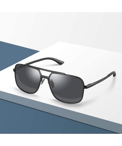 Rectangular Polarized Sunglasses for Men and Women Rectangular Metal Frame Shades Glasses - CJ18WOYECG9 $77.92