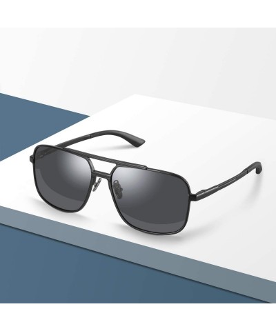 Rectangular Polarized Sunglasses for Men and Women Rectangular Metal Frame Shades Glasses - CJ18WOYECG9 $37.91