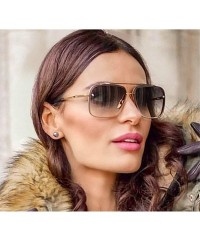 Square New fashion polygon trimmed metal sunglasses unisex brand luxury sunglasses UV400 - Brown - CN18TCZHZO3 $19.14