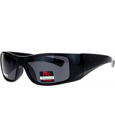 Sport Antiglare Polarized Lens Mens Sport Plastic Warp Sunglasses - All Black - CX1208ILXA5 $22.65