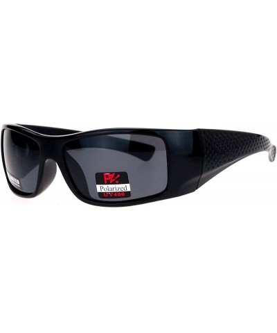 Sport Antiglare Polarized Lens Mens Sport Plastic Warp Sunglasses - All Black - CX1208ILXA5 $12.55