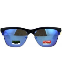 Square Real Bamboo Wood Temple Sunglasses Designer Style Square UV 400 - Black Blue - CU18DIGMDXU $14.59