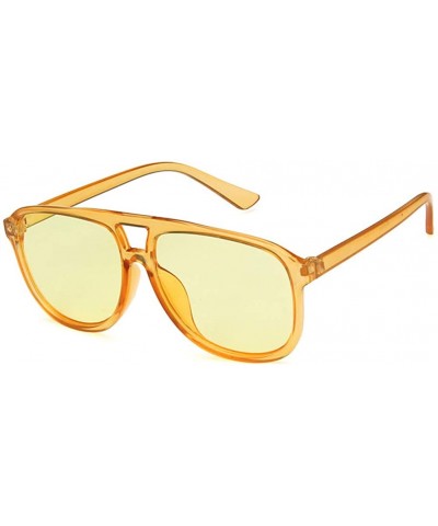 Rectangular Unisex Sunglasses Fashion Blue Drive Holiday Rectangle Non-Polarized UV400 - Yellow - CQ18RLXQE72 $17.21