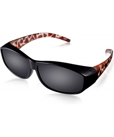 Sport Polarized Over Glasses Solar Shield Sunglasses with Colorful Frame for Woman - Amber Leopard - CI18EAYSLZL $29.48