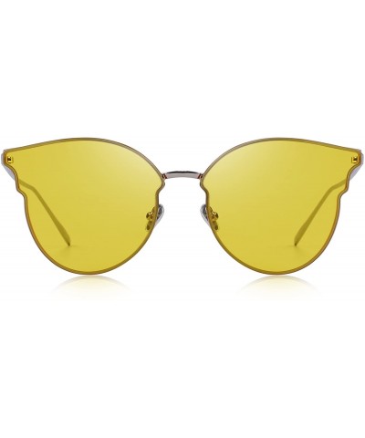 Cat Eye Women Cat Eye Mirrored Flat Lens Sunglasses Metal Frame S6322 - Yellow - CU18C7Q6YSR $12.82