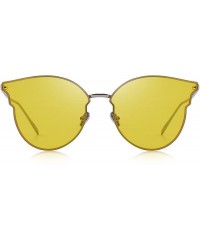 Cat Eye Women Cat Eye Mirrored Flat Lens Sunglasses Metal Frame S6322 - Yellow - CU18C7Q6YSR $12.82