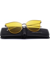 Cat Eye Women Cat Eye Mirrored Flat Lens Sunglasses Metal Frame S6322 - Yellow - CU18C7Q6YSR $12.82