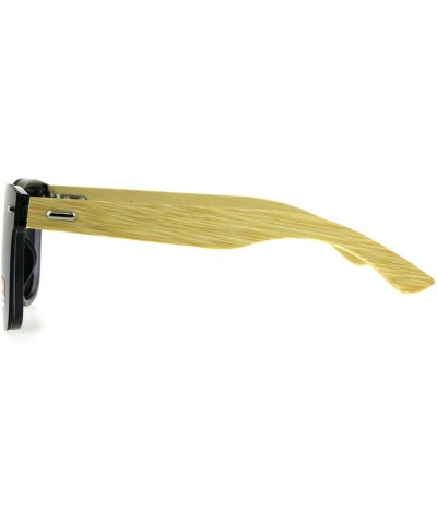 Rectangular Mens Bamboo Wood Arm Shield Color Mirror Lens Sunglasses - Silver - CX180WSYYNL $25.05
