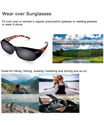 Sport Polarized Over Glasses Solar Shield Sunglasses with Colorful Frame for Woman - Amber Leopard - CI18EAYSLZL $12.35