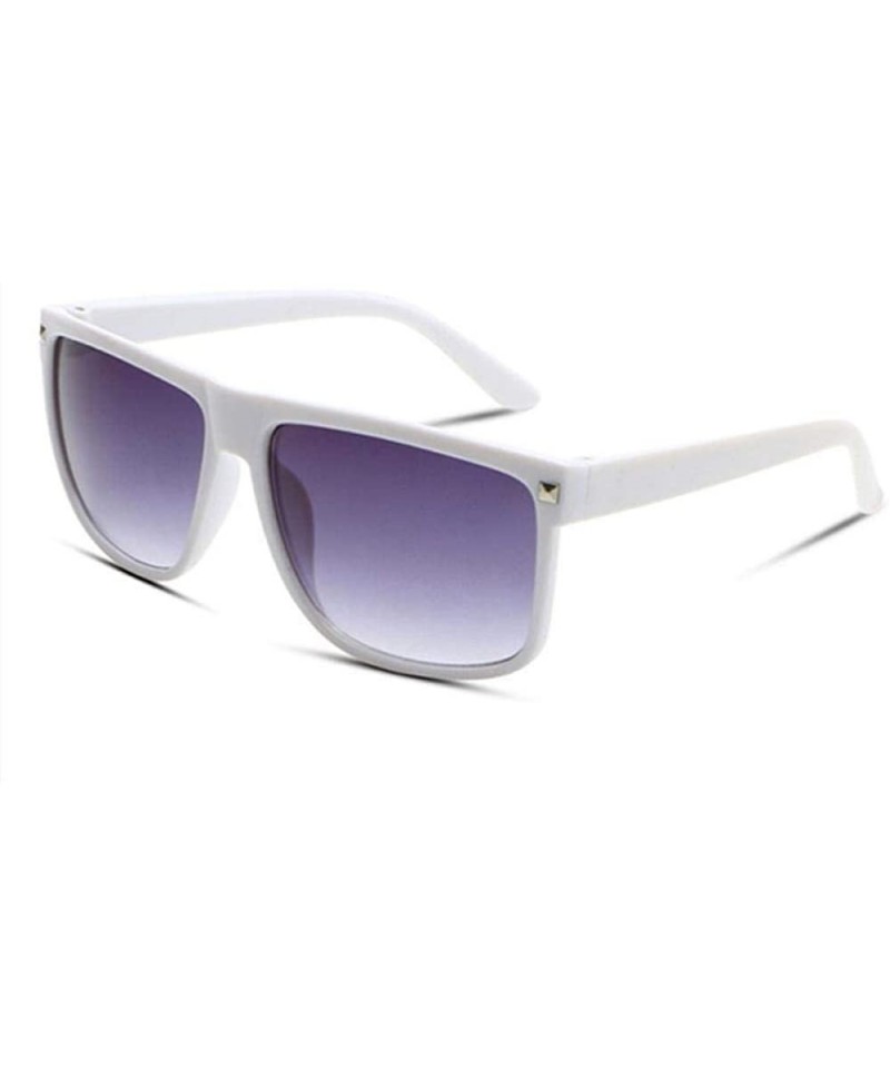 Aviator Men Fashion Oversized Sunglasses Women Brand Designer Retro Big Frame 90s White - White - CP18YLZAOX8 $7.20