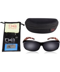 Sport Polarized Over Glasses Solar Shield Sunglasses with Colorful Frame for Woman - Amber Leopard - CI18EAYSLZL $29.88