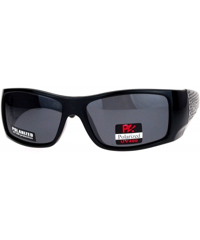 Sport Antiglare Polarized Lens Mens Sport Plastic Warp Sunglasses - All Black - CX1208ILXA5 $12.55