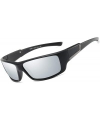 Sport Mens Sport Sunglasses Baseball Polarized TR90 Frame Eyewear for Driving Fishing Golf UV400 - Matte Black Silver - CK193...