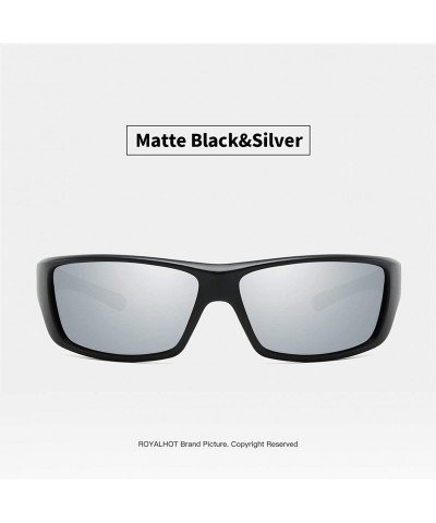 Sport Mens Sport Sunglasses Baseball Polarized TR90 Frame Eyewear for Driving Fishing Golf UV400 - Matte Black Silver - CK193...