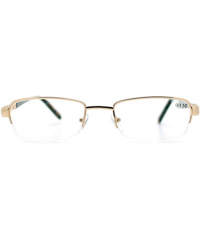 Rectangular Reading Glasses Magnified Lens Half Rim Rectangular Spring Hinge - Gold - CU1889AI689 $9.05