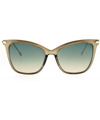 Cat Eye Womens Oversize Elegant Cat Eye Horn Rim Thin Plastic Sunglasses - Beige Blue Yellow - CO17Y02LQRA $24.53