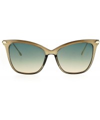 Cat Eye Womens Oversize Elegant Cat Eye Horn Rim Thin Plastic Sunglasses - Beige Blue Yellow - CO17Y02LQRA $12.11