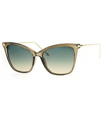 Cat Eye Womens Oversize Elegant Cat Eye Horn Rim Thin Plastic Sunglasses - Beige Blue Yellow - CO17Y02LQRA $12.11