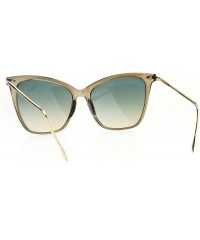 Cat Eye Womens Oversize Elegant Cat Eye Horn Rim Thin Plastic Sunglasses - Beige Blue Yellow - CO17Y02LQRA $12.11