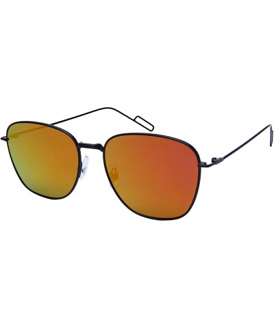 Square Retro Inspired Square Flat Lens Sunglasses 3105-FLREV - Matte Black - CW12NAFDJK7 $19.38