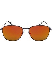Square Retro Inspired Square Flat Lens Sunglasses 3105-FLREV - Matte Black - CW12NAFDJK7 $7.91