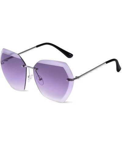 Oversized Sunglasses Oversized Transparent Gradient - Light Purple/Silver - CW18Y4IUSU5 $49.02