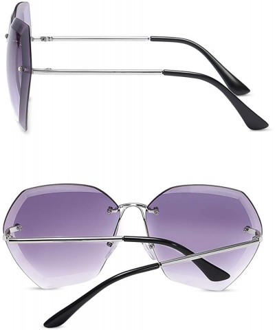 Oversized Sunglasses Oversized Transparent Gradient - Light Purple/Silver - CW18Y4IUSU5 $25.40