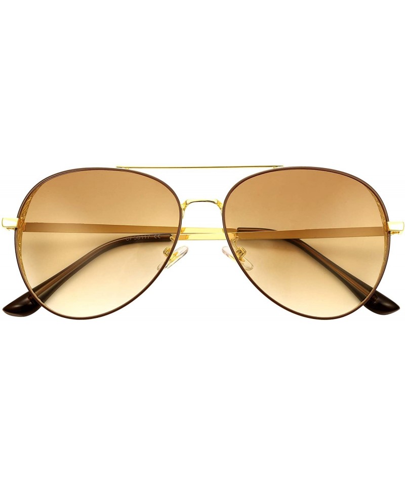 Aviator Aviator Flat Lens Sunglasses for Women Men Metal Frame UV400 Protection Sun Glasses - Brown - C9194OGLIRC $33.80