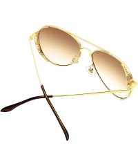 Aviator Aviator Flat Lens Sunglasses for Women Men Metal Frame UV400 Protection Sun Glasses - Brown - C9194OGLIRC $33.80