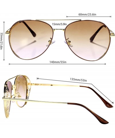 Aviator Aviator Flat Lens Sunglasses for Women Men Metal Frame UV400 Protection Sun Glasses - Brown - C9194OGLIRC $33.80