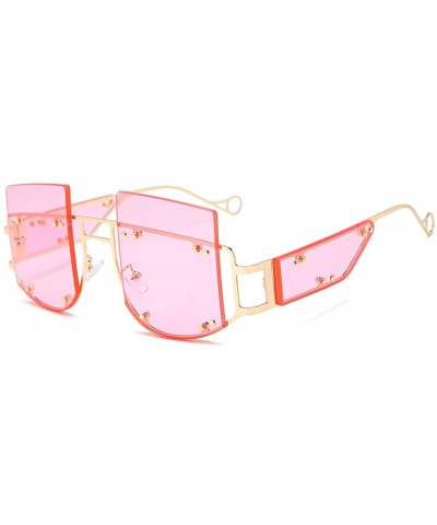 Oversized Woman Retro Oversized Big Square Frame UV400 Polarized Sunglasses for Female 2130 - Pink - CB18ZA62X6A $55.55