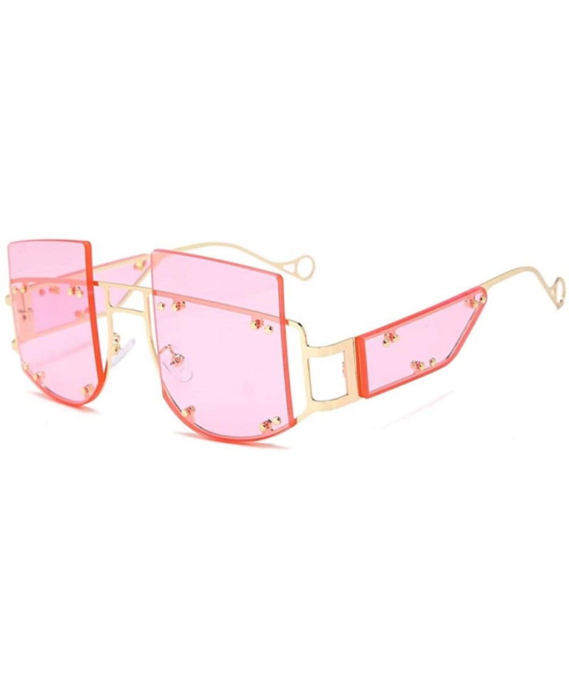 Oversized Woman Retro Oversized Big Square Frame UV400 Polarized Sunglasses for Female 2130 - Pink - CB18ZA62X6A $35.28