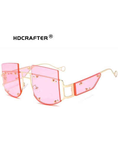 Oversized Woman Retro Oversized Big Square Frame UV400 Polarized Sunglasses for Female 2130 - Pink - CB18ZA62X6A $35.28