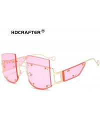 Oversized Woman Retro Oversized Big Square Frame UV400 Polarized Sunglasses for Female 2130 - Pink - CB18ZA62X6A $35.28