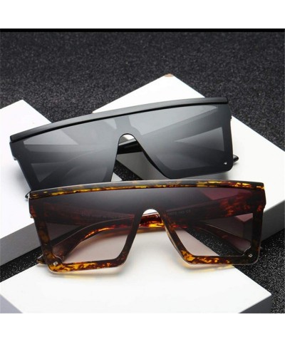 Semi-rimless Oversize Square Frame Flat Top Top Sunglasses Women Men Retro Sun Glasses - Leopard - CH194O7MDIN $19.13
