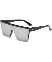 Semi-rimless Oversize Square Frame Flat Top Top Sunglasses Women Men Retro Sun Glasses - Leopard - CH194O7MDIN $19.13