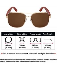 Round Polarized Square Aviator Bamboo Sunglasses w/Spring Hinge For Men 1218SBM-P - CU18O7OZOWU $13.30