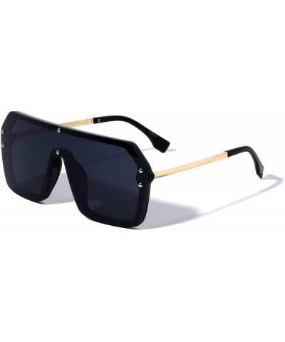 Shield Copenhagen Geometric Flat Top Square Shield Fashion Women Sunglasses - Black - CV1960R2AI5 $27.80