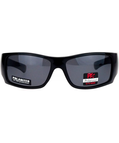 Sport Antiglare Polarized Lens Mens Sport Plastic Warp Sunglasses - All Black - CX1208ILXA5 $12.55