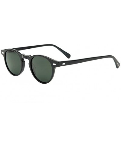 Oval Men Retro Round Vntage UV400 Sunglasses Women Oval Glasses Eyewear - Black Green - C91828C5QIA $20.64