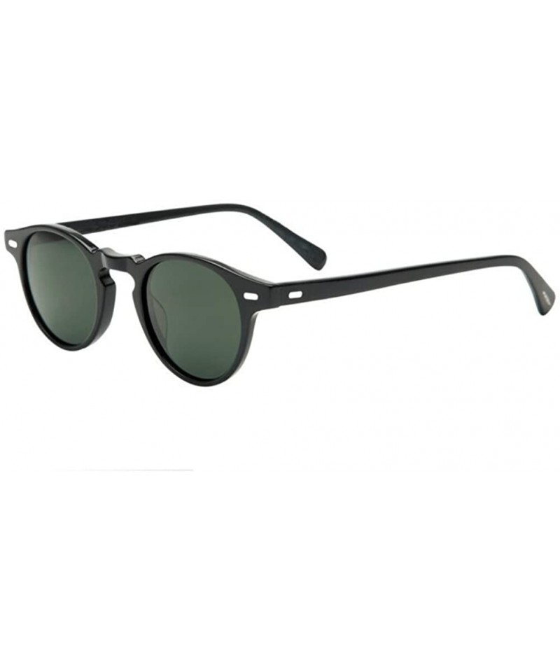 Oval Men Retro Round Vntage UV400 Sunglasses Women Oval Glasses Eyewear - Black Green - C91828C5QIA $17.76