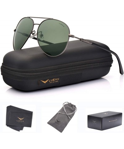 Square Men Aviator Sunglasses Polarized Women - UV 400 Protection shades - 17-grey Green / Non Mirror(size2.36 Inches) - CZ17...