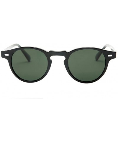 Oval Men Retro Round Vntage UV400 Sunglasses Women Oval Glasses Eyewear - Black Green - C91828C5QIA $17.76
