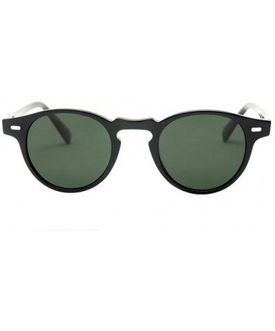 Oval Men Retro Round Vntage UV400 Sunglasses Women Oval Glasses Eyewear - Black Green - C91828C5QIA $12.00