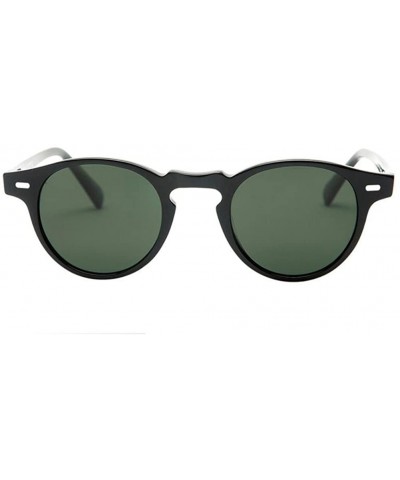 Oval Men Retro Round Vntage UV400 Sunglasses Women Oval Glasses Eyewear - Black Green - C91828C5QIA $12.00