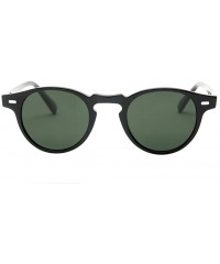 Oval Men Retro Round Vntage UV400 Sunglasses Women Oval Glasses Eyewear - Black Green - C91828C5QIA $18.00