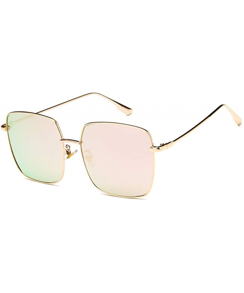 Square Unisex Sunglasses Fashion Gold Grey Drive Holiday Square Non-Polarized UV400 - Gold Pink - CI18RLTTRTH $7.40