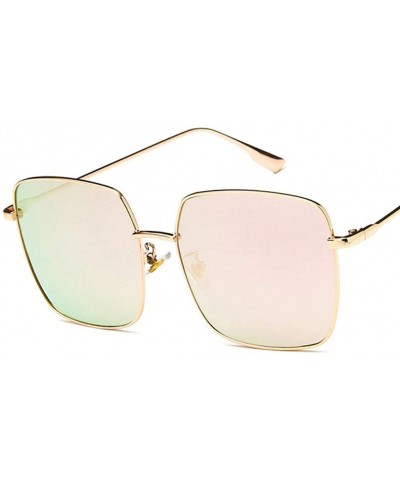 Square Unisex Sunglasses Fashion Gold Grey Drive Holiday Square Non-Polarized UV400 - Gold Pink - CI18RLTTRTH $7.40